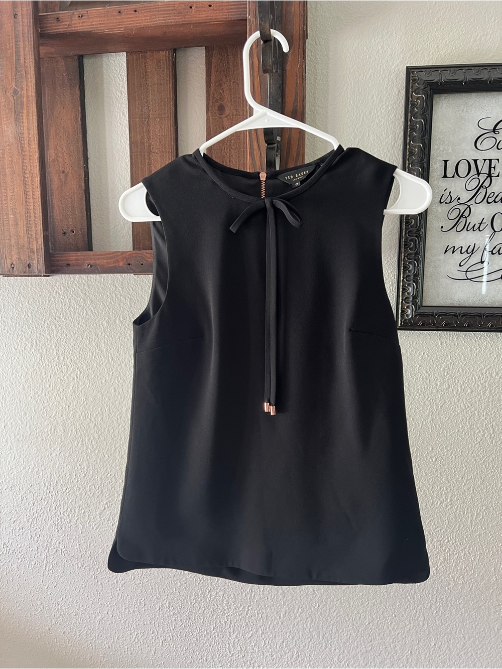 Ted Baker London Black Sleeveless Tie-Neck Shell Top